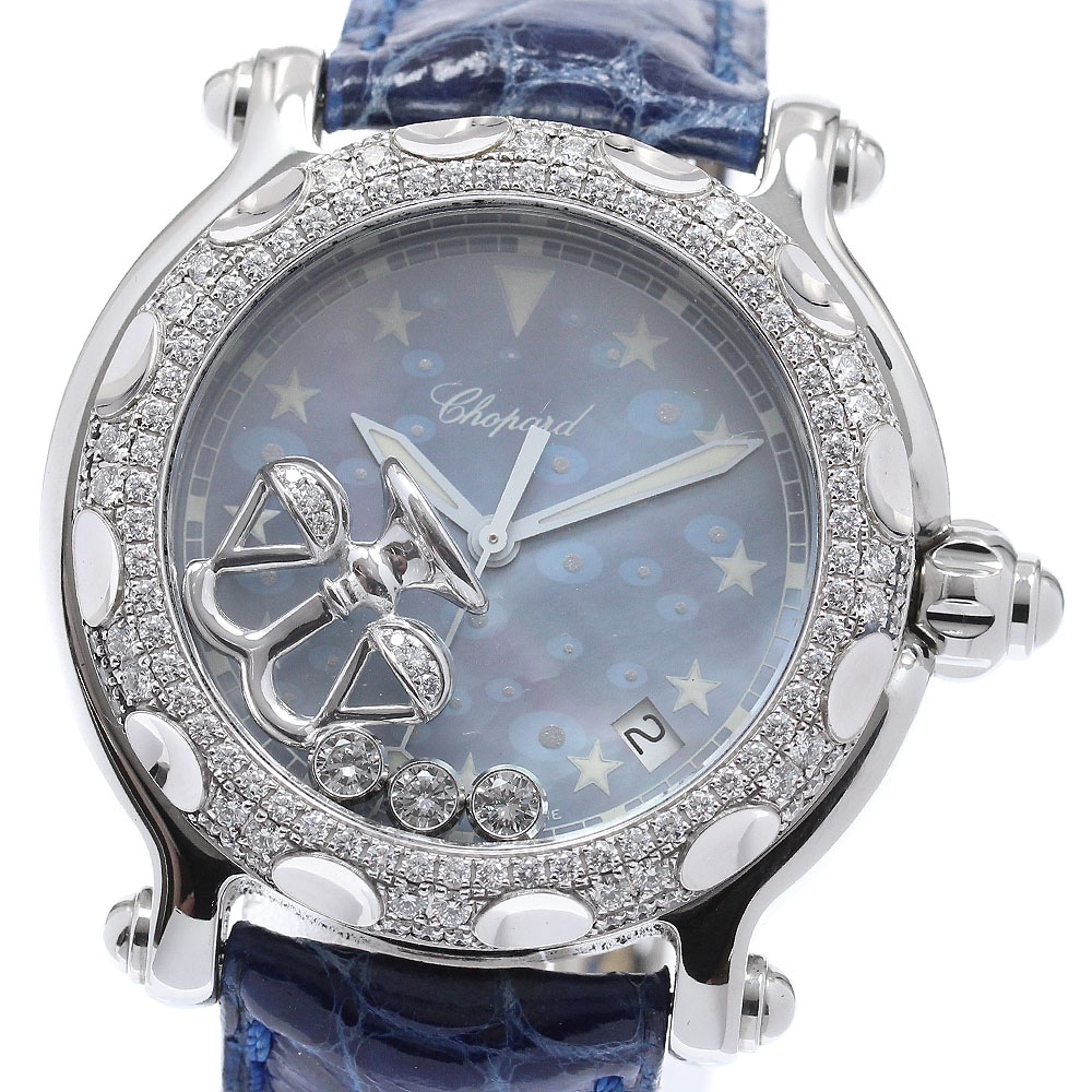 ショパール Chopard 28/8433 8347 ハッピースポーツ ゾディアック リーブラ ダイヤベゼル クォーツ メンズ 箱付き_959874【中古】