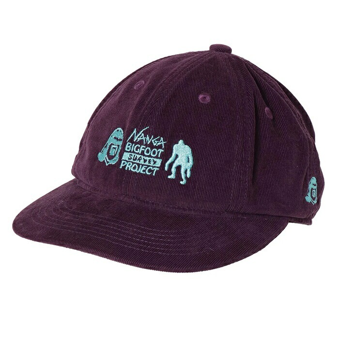 ナンガ×タコマフジレコード ビッグフットサーベイ プロジェクトロゴ コーデュロイキャップ フリー パープル #N0003138