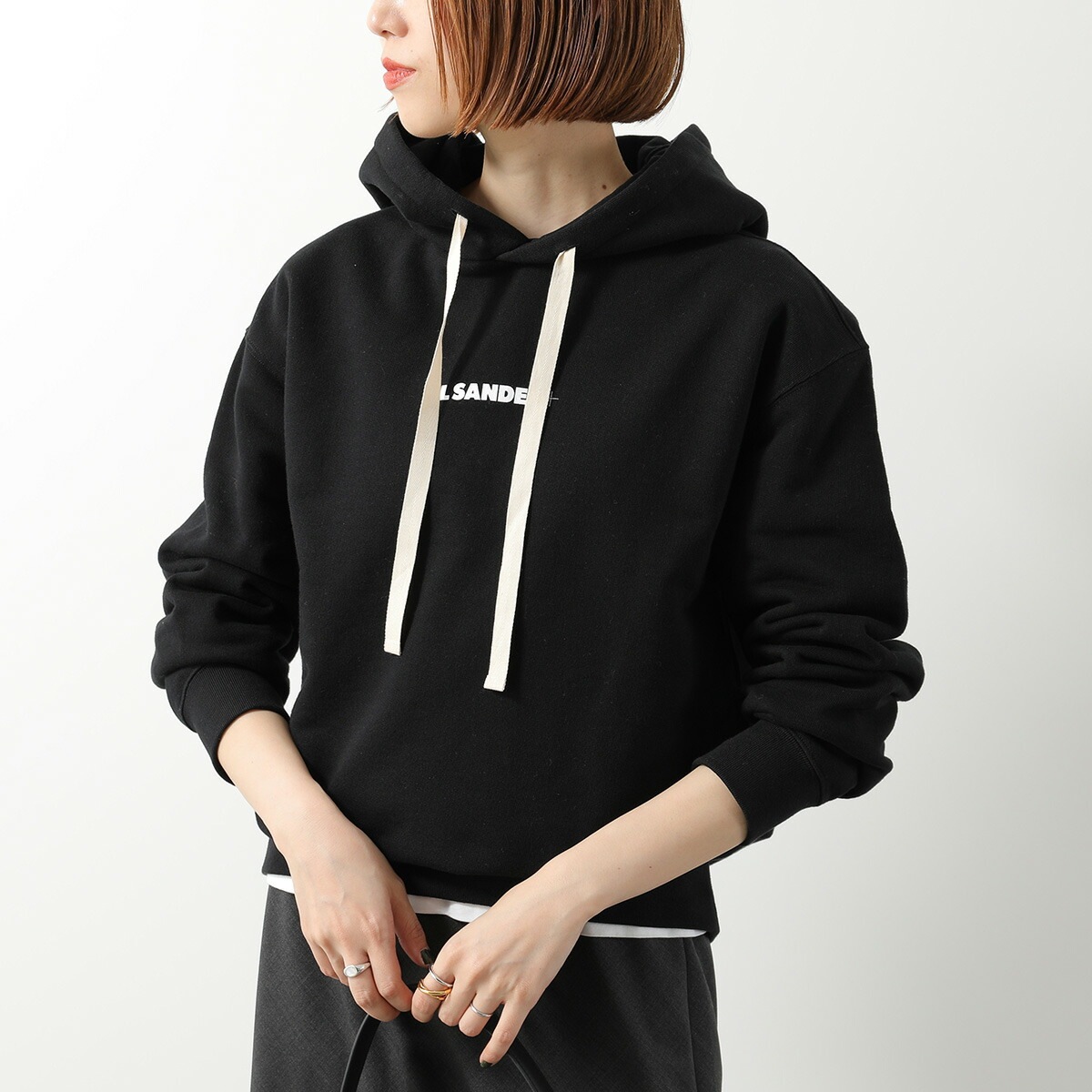 JIL SANDER+ ジルサンダー プラス パーカー J40GU0123 J20039 レディース プルオーバー ロゴ スウェット 長袖 001/BLACK
