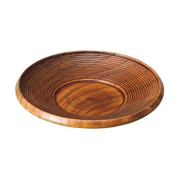 （まとめ）イシダ 木製茶托 千筋 1セット（3枚）[x10セット]