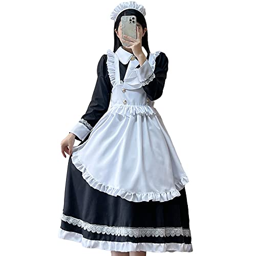 [] メイド服 ロリータ ワンピース ゴスロリ 可愛い 正統 ドレス ロング 人気 ハロウィン 仮装 レディース コスプレ 長袖 蝶結ぶ パーティー イベント 演出服 カチューシャ ニーハイソックス