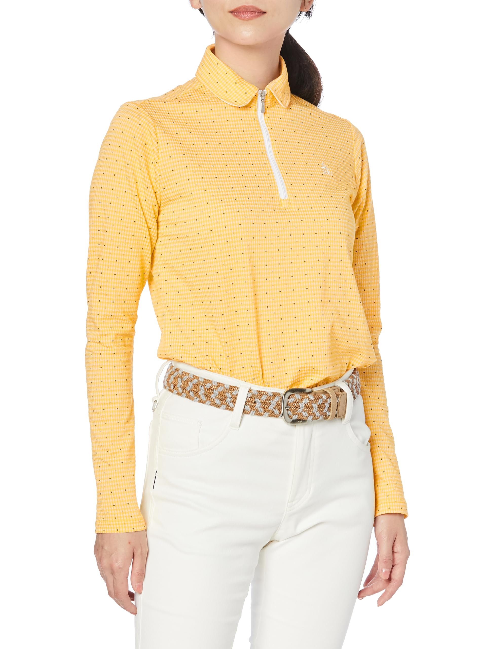 [マンシングウェア] 長袖シャツ ハーフジップ ギンガムジャカード 吸汗速乾 遮熱 UVCUT ゴルフ MGWUJB09XJ レディース