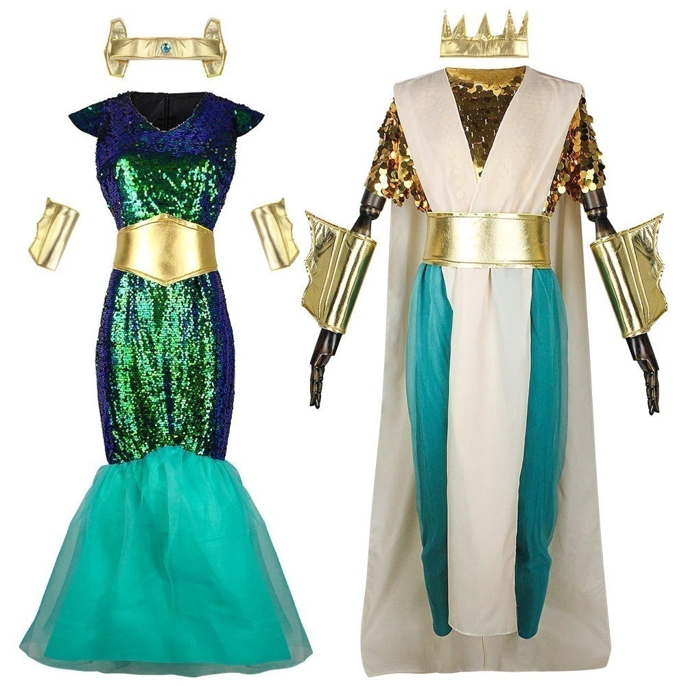 【迅速な出荷】ハロウィーン海王服装カップル古代エジプト艶後女人魚姫ファラオ服