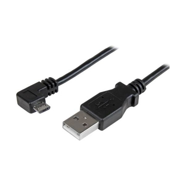 （まとめ） StarTech.com Micro USB L型右向きケーブル 0.5m Type A（オス）-Micro B（オス）充電＆同期用 ブラック USBAUB50CMRA [x5セット]