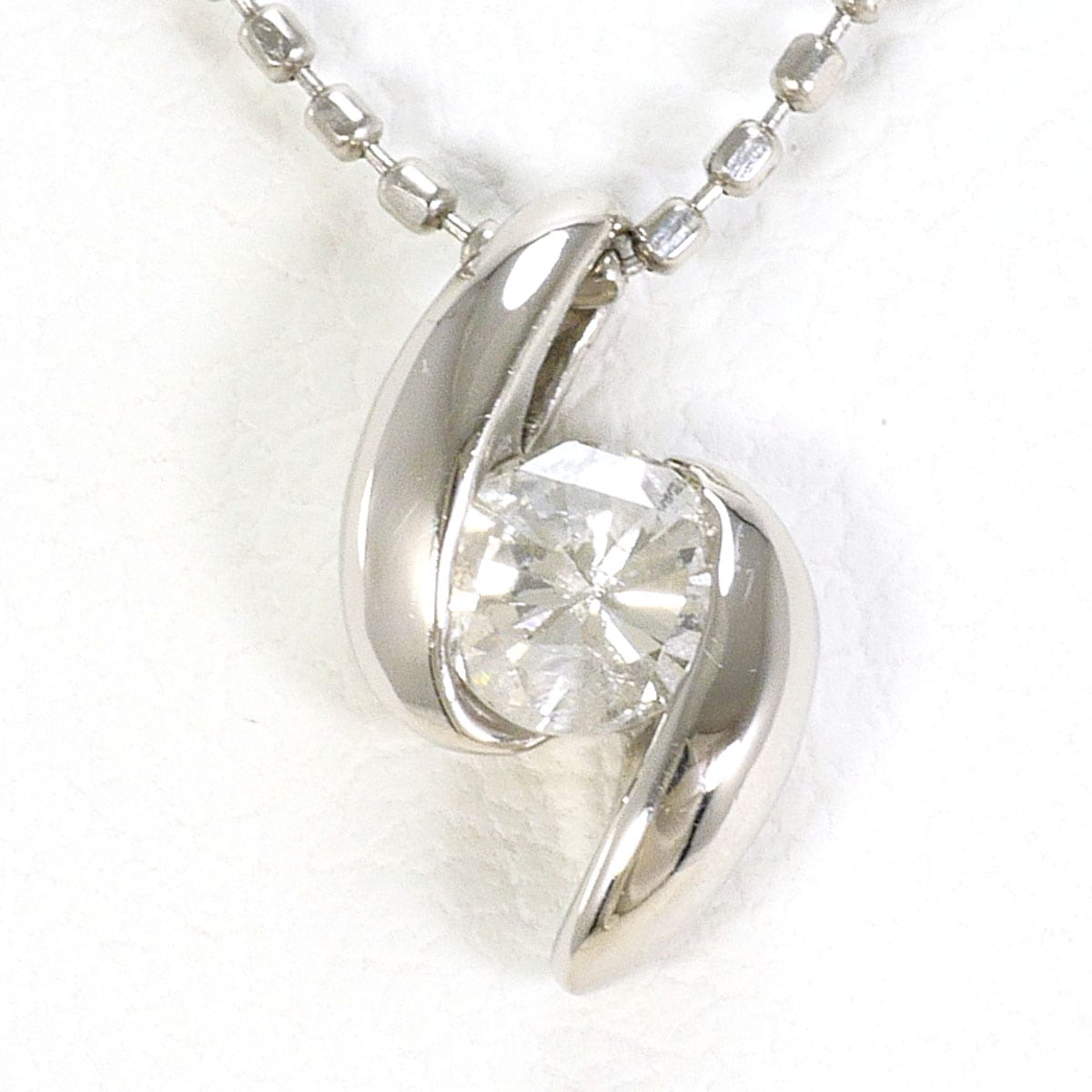PT900 プラチナ PT850 プラチナ ネックレス ダイヤモンド 0.20ct I1 鑑定書 総重量約2.6g 約40cm 中古