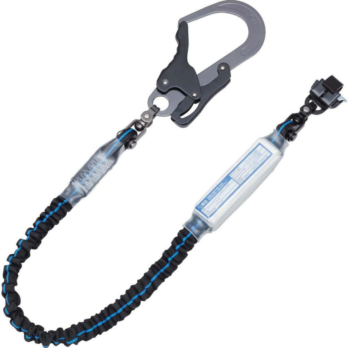 基陽 KH S1JPWB-17 シングルじゃばらランヤード アルミレバー ペダルフック 青ライン-黒 墜落制止用器具