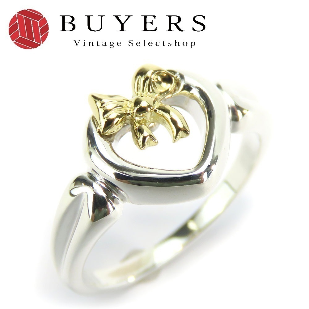 中古 リング・指輪 ハート リボン シルバー925 K18YG 約g シルバー 約＃11.5 コンビ アクセサリー レディース 女性