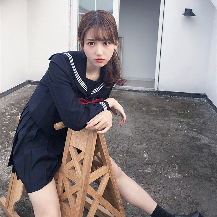 【1つ買うと10つ無料】基本的なスタイルブルーカラースリーjkユニフォームユニフォームスタイルロングスカート学生学校ユニフォームユニフォームユニフォーム