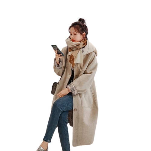 ウールコートレディースミディアム秋冬トレンド気品小柄レディース秋厚コート