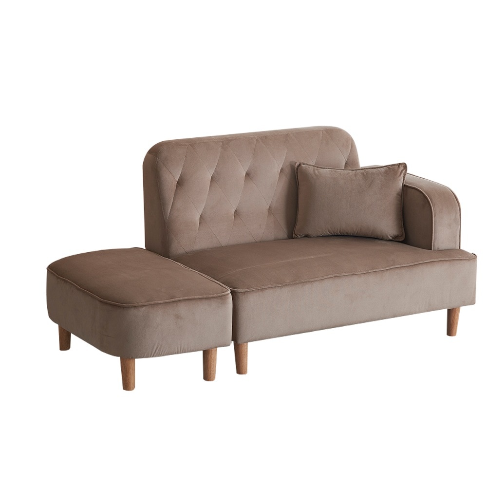 【国内発送送.料.無.料】One Arm 2 Seater sofa+Ottoman ソファ 2人掛け 収納付き オットマン付き ファブリック 肘掛け 木脚外し可能 ローソファ コンパクト ひとり暮ら
