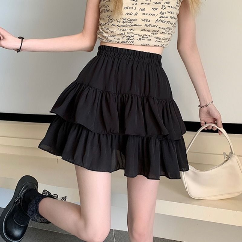 【1つ買うと10つ無料】スカート女性のための夏の服のためのスカート2025弾性ハイウエストスリムで多用途のふわふわケーキスカートプリーツプリーツプリーツプリーツショートスカート