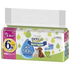 他サイト： ユニチャーム デオクリーン 純水99％ウェットティッシュつめかえ用 70枚×6コの商品画像