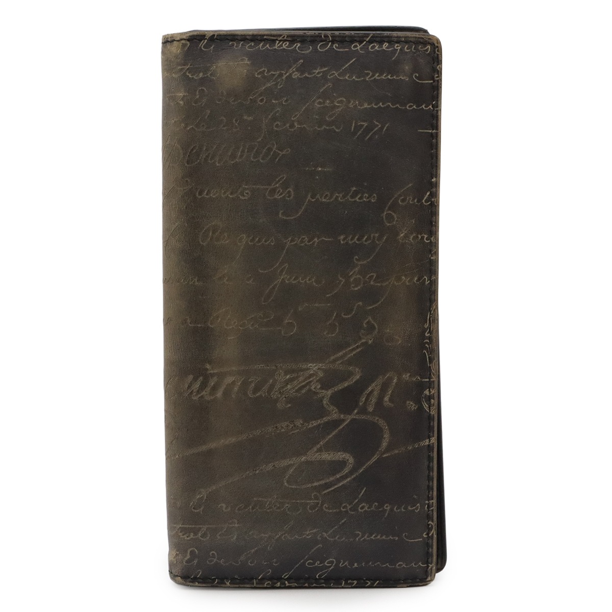 カリグラフィ サンタル フラップ ロングウォレット 2つ折長財布 二つ折り長財布 ヴェネチアレザー チャコールグレ