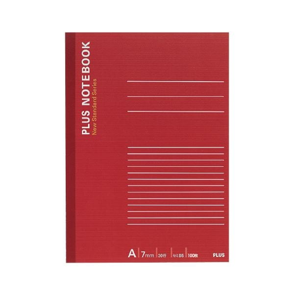 (まとめ) プラス ノートブック セミB5A罫7mm 100枚 レッド NO-010AS 1冊 (×50セット)紙製品・封筒