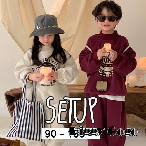子供服 キッズ セットアップ スウェット トレーナー プリント ロゴ 英字 メッセージ 上下 裏起毛 厚手 カジュアル 冬 お揃い 女の子 男の子 こども 韓国子供服