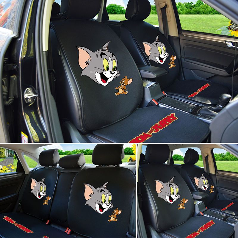 ２点で1oo円OFF！【最安値挑戦】自動車クッション四季亜麻シートカバー半包アニメかわいい女神ドラえもんルフィ猫とネズミシートクッション 品質良い