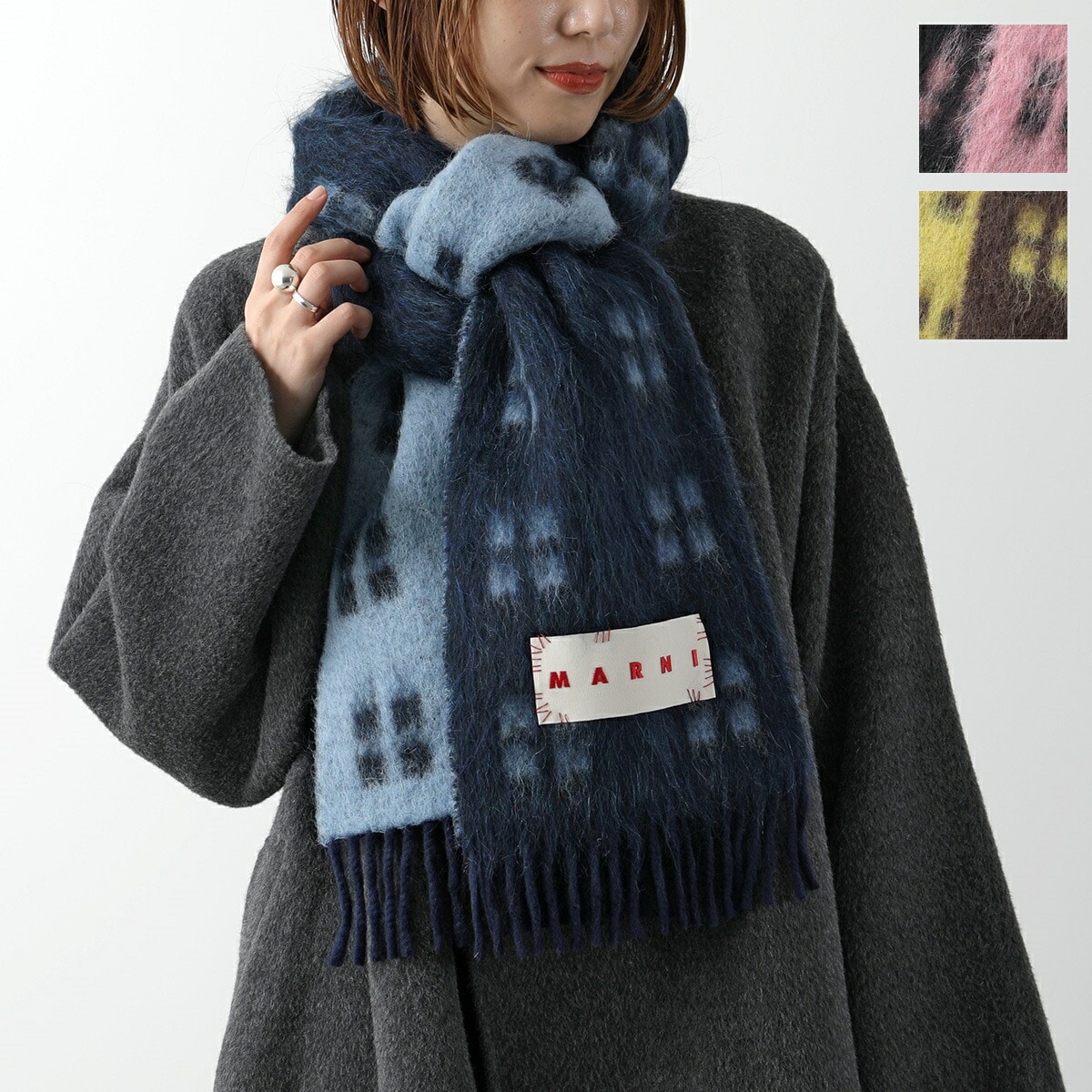 MARNI マルニ マフラー SCZC0067Y0 UAW032 レディース ロゴ フリンジ ストール スカーフ ウール モヘヤ アルパカ カラー3色