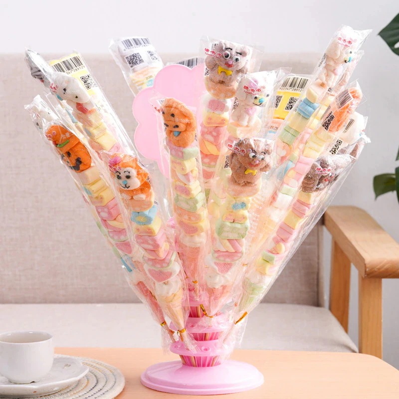 ロリポップ 35 本のキャンディー 長いマシュマロの串焼き 漫画風 かわいい ソフトキャンディー お菓子 大人 子供 誕生日プレゼント