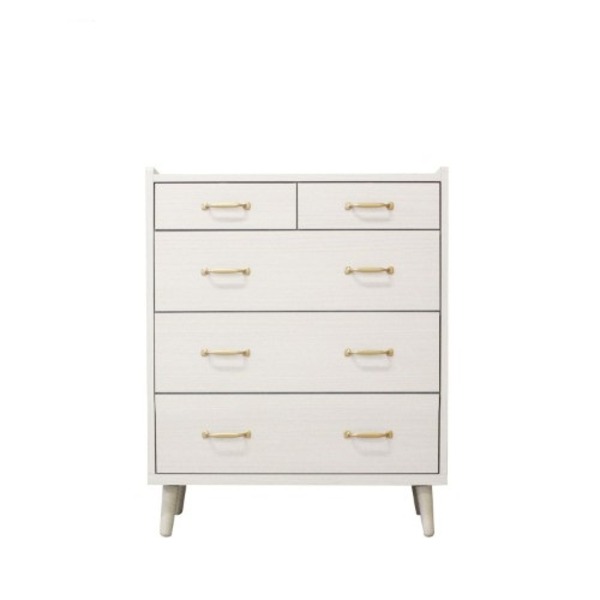 チェスト タンス 幅80cm 4段 ホワイト 木製脚付 取っ手：ゴールド 引き出し 木目調 日本製 リビングチェスト ベッドルーム