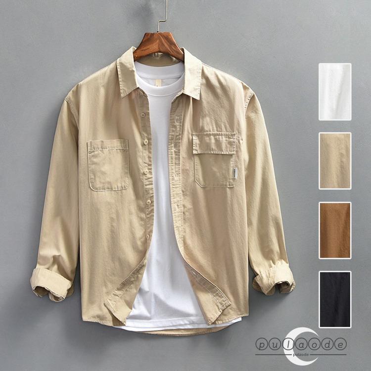 綿シャツ メンズ シャツ コットン カジュアルシャツ ワークシャツ トップス 長袖 秋物 秋服