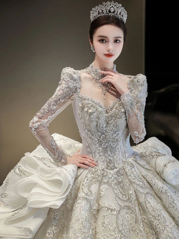 レトロウェディングドレス 2024 花嫁重工業大型トレーリングサマーメインドレスレディース