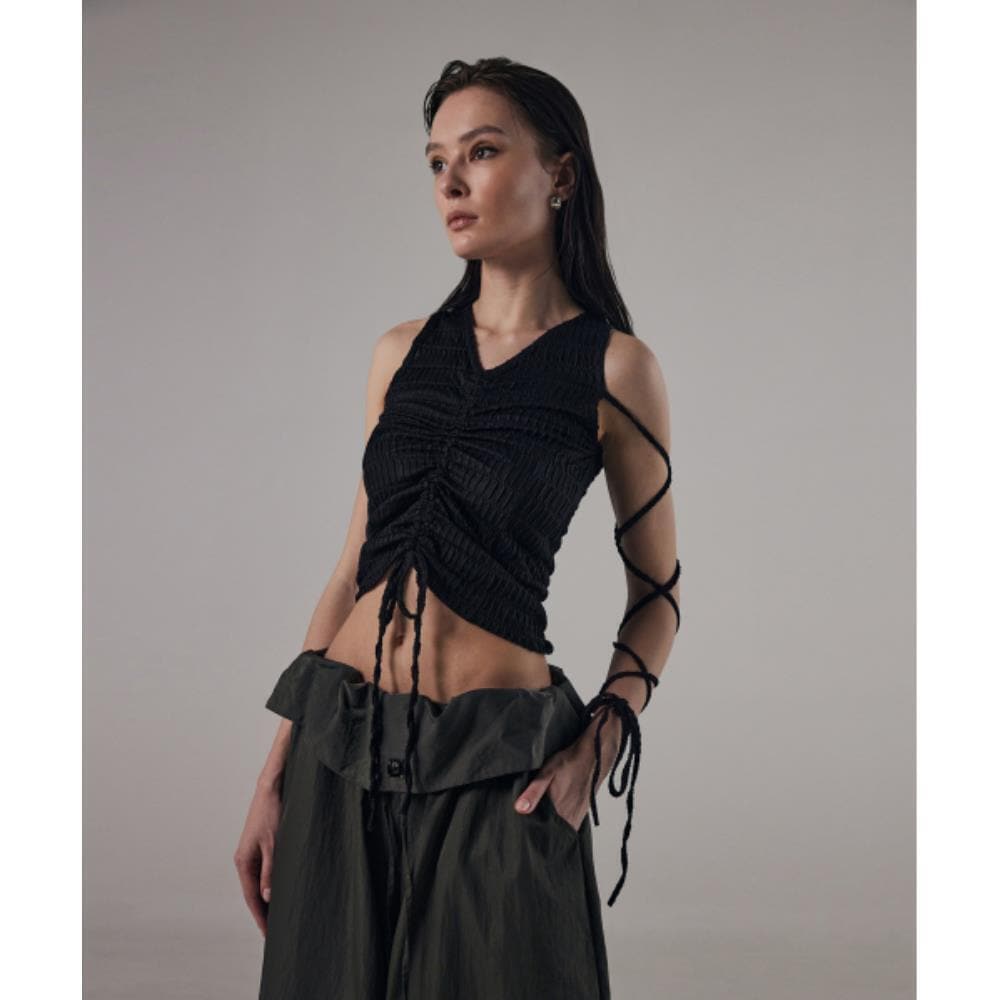 TREEMINGBIRD Tied Strap Sleeveless Black TMB241SL602_7