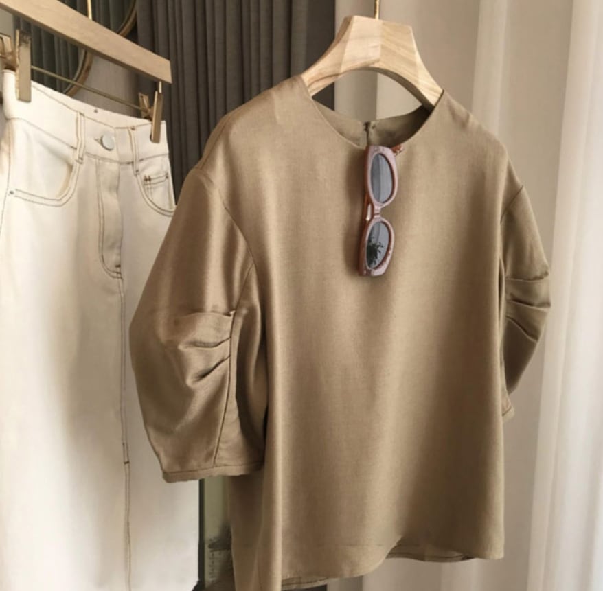 トップス デート モテアイテム カットソー 半袖 ボリュームスリーブ 無地 コットン 大人可愛い きれいめ 上品 おしゃれ かっこいい 大人可愛い ラブリー キュート ガーリー クール モード系