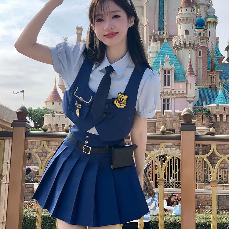 ロリータ 夏のアカデミア風jk制服シャツ+ベストカーディガン+プリーツスカートの3点セット