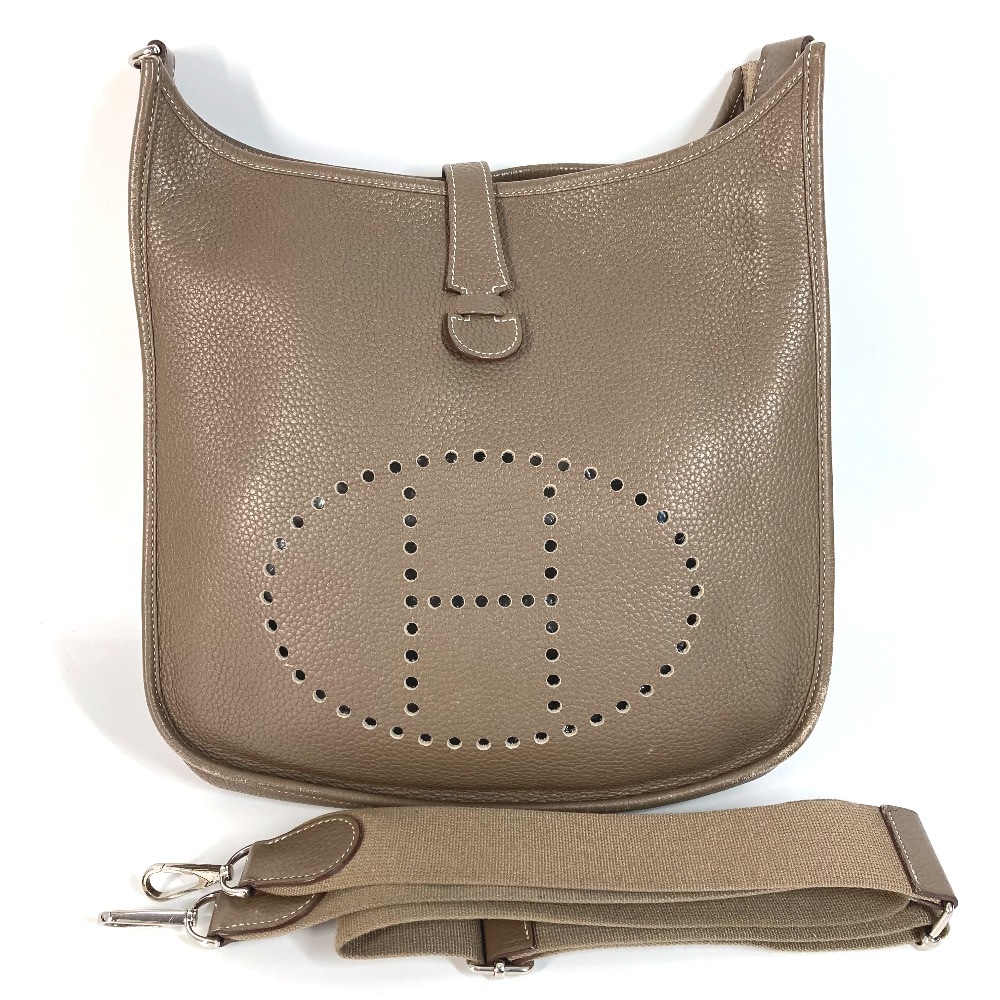 ショルダーバッグ エブリンGＭ 3　 パンチングロゴ カバン 斜め掛け トリヨンクレマンス エトゥープ グレー