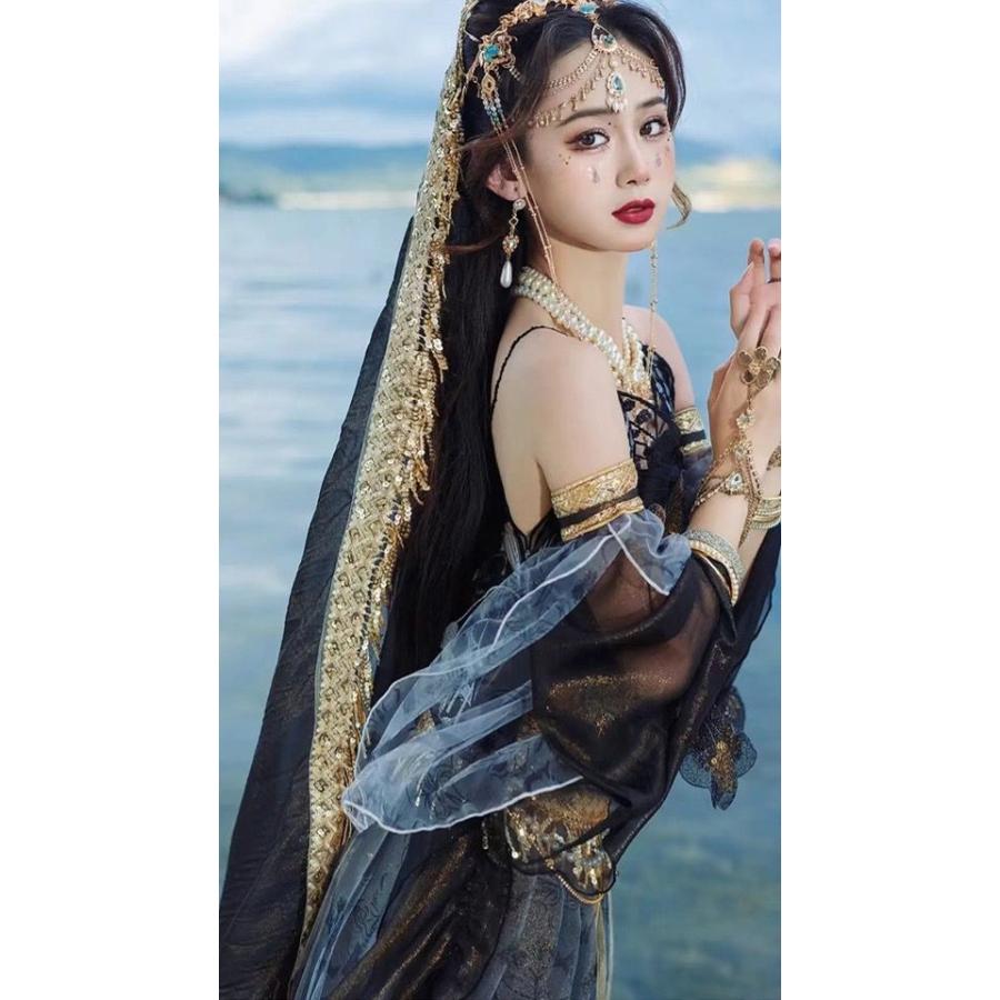 【ハロウィン 限定】暗黒系 アラビアン ハロウィン衣装 レディース 中華 古代 飛天 アラビアン 民族衣裳 西域 アジア 異国風情 ベリーダンス衣装 ジャスミン風 全身コスチ