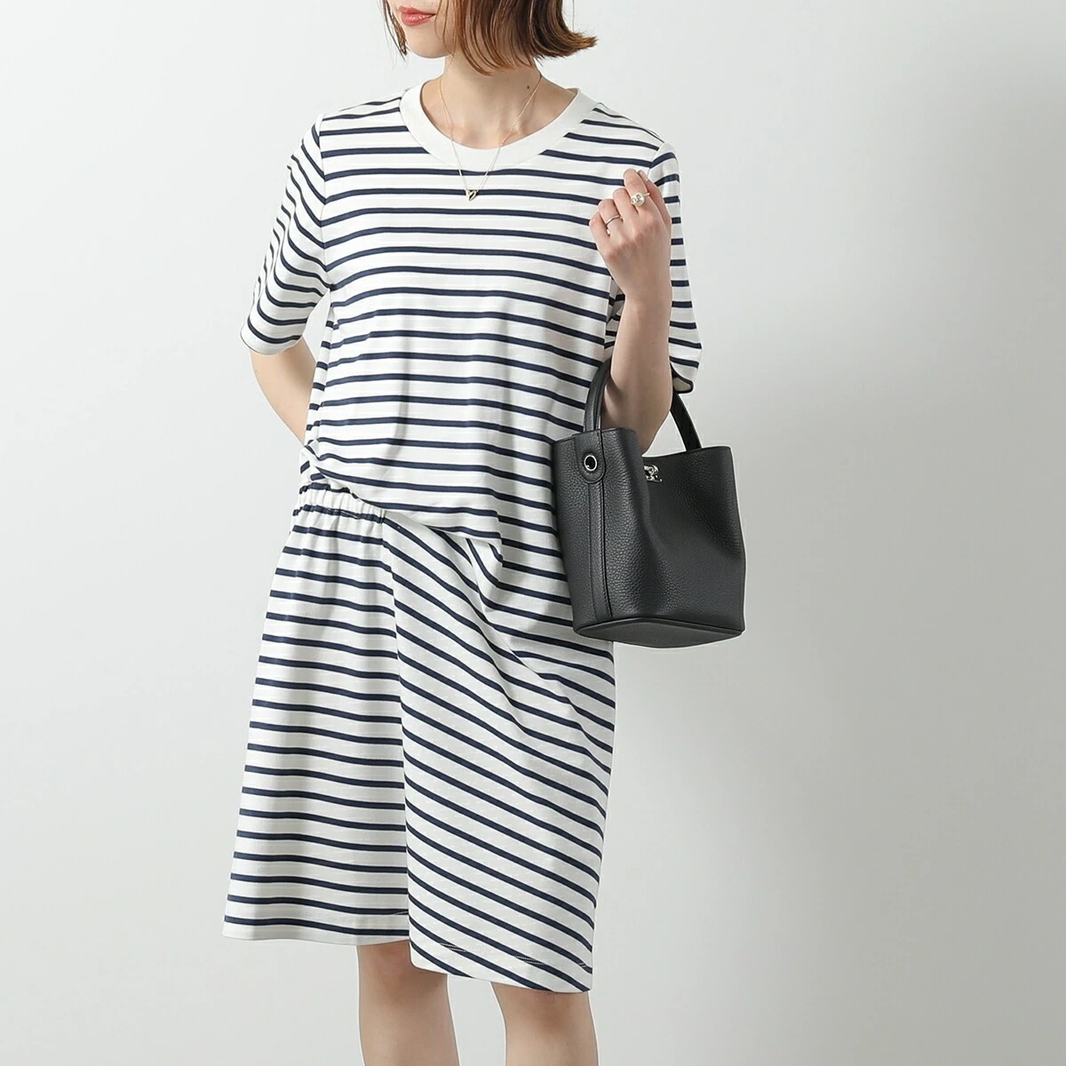 WEEKEND MAX MARA ウィークエンド マックスマーラ ワンピース PIREO ピレオ レディース ボーダー 半袖 チュニック コットン ジャージー ドレス 004 【mega】