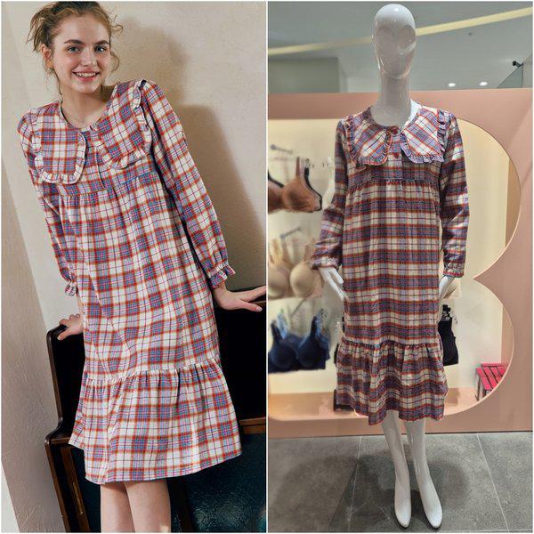 先染め20番手両面起毛WH&RD女性ワンピースパジャマSGN2533_s