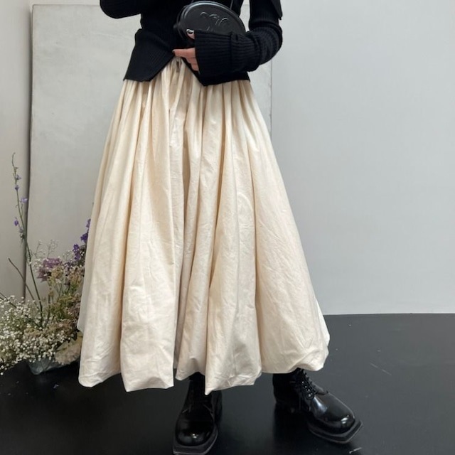 スカート レディース ロング フレア アンブレラ バルーン Aライン ギャザー ふっくら ウエストゴム 大人可愛い ママコーデ 韓国 オルチャン 人気 トレンド 新作 20代 30代 40代 きれいめ