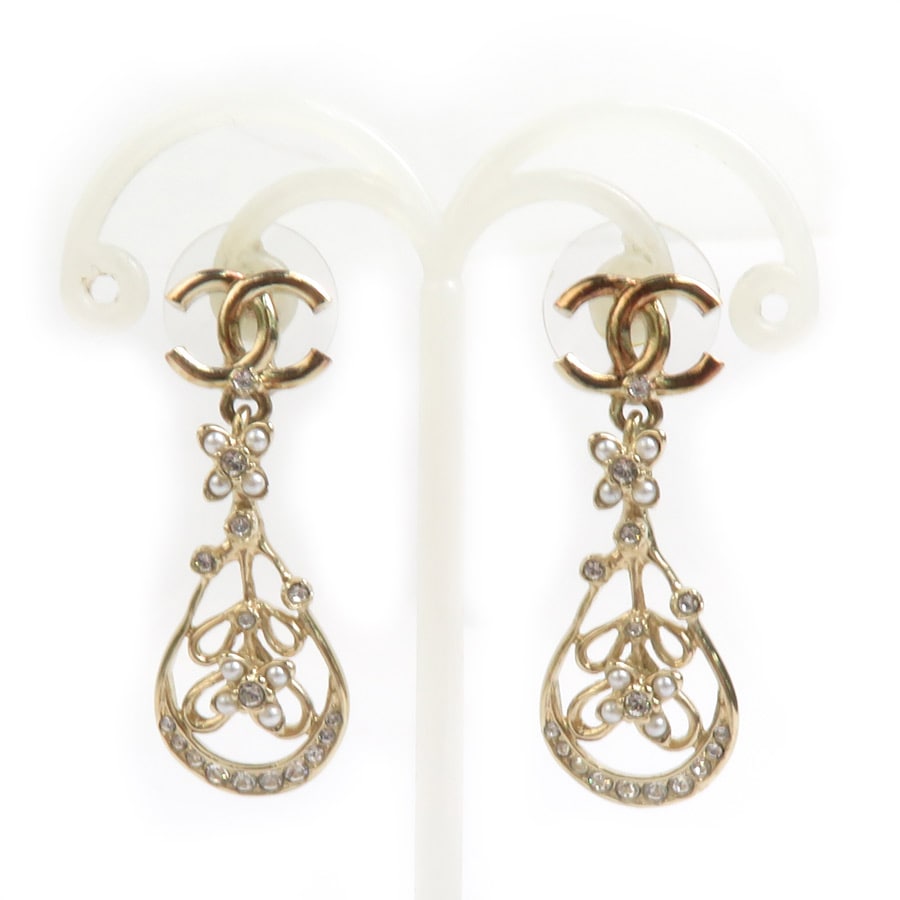 シャネル CHANEL ピアス ココマーク メタル/ラインストーン ゴールド/シルバー レディース e59763a