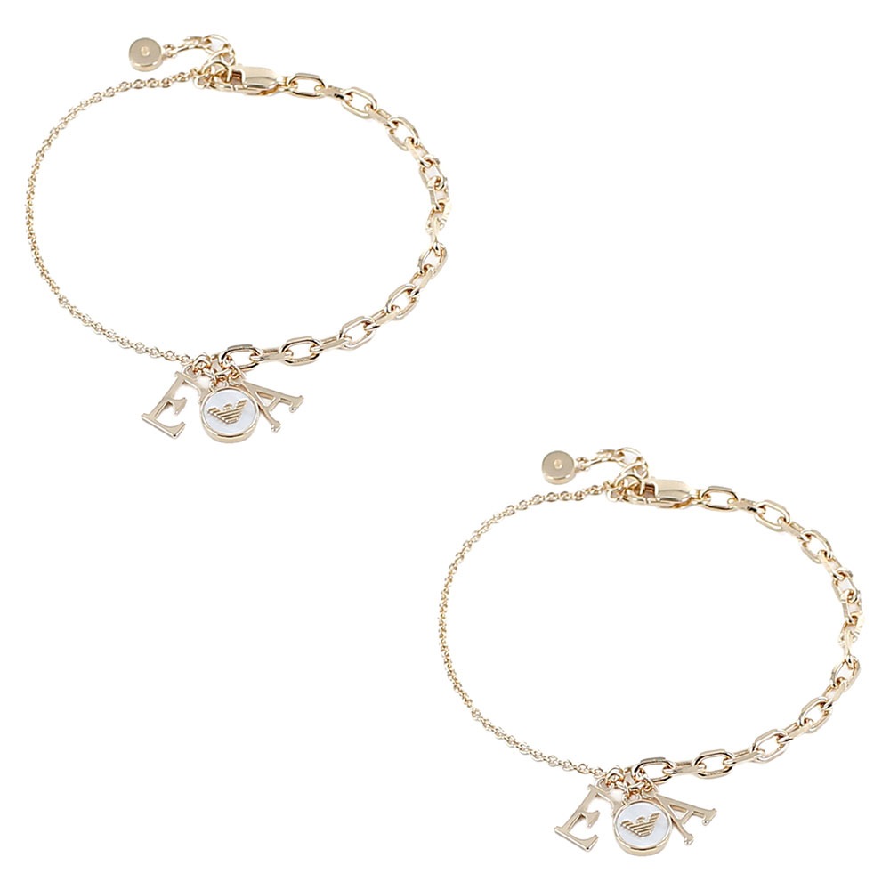 EMPORIO ARMANI エンポリオアルマーニ ペアブレスレット ファッション ジュエリー アクセサリー メンズ レディース イーグルロゴ シェル イニシャル ピンクゴールド チェーン シルバー