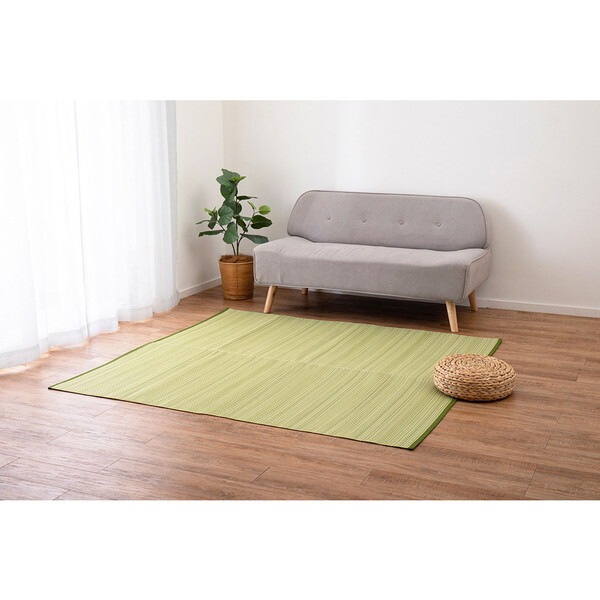 18912845 洗えるい草風カーペット ライアン 江戸間4.5畳 261261 グリーン