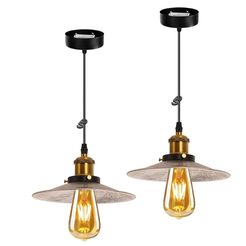 ペンダントライト レトロシルバー 吊り下げ ライト シーリングランプ 北欧風 現代の工業風 E26口金 電球別売り スチール製 食卓 ダイニング キッチン インテリア照明 (引掛シーリング式レトロシ