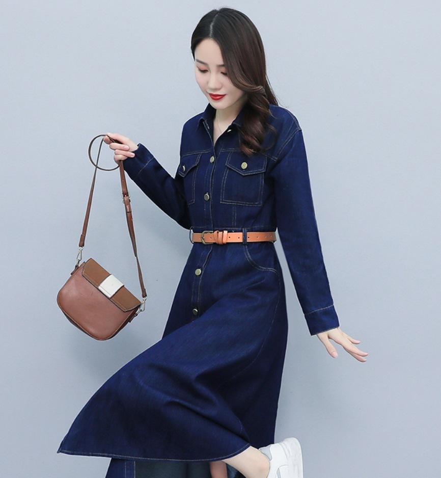 ワンピース デート モテアイテム ワンピドレス ロング丈 長袖 襟付き 綿 デニム 可愛い きれいめ 上品 おしゃれ かっこいい 可愛い ラブリー キュート ガーリー クール モード系 6,108円