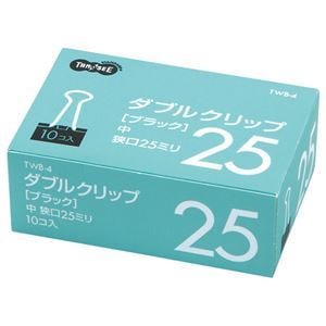 （まとめ）TANOSEE ダブルクリップ 中 口幅25mm ブラック 1箱（10個） [x60]