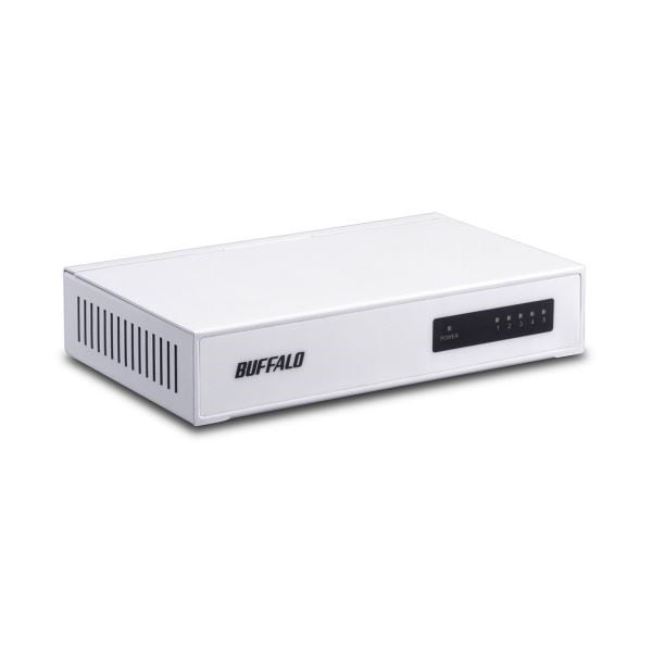 （まとめ） バッファロー 10/100M対応スイッチングハブ 金属筐体 電源内蔵 5ポート ホワイト LSW4-TX-5NS/WHD 1台 5セット