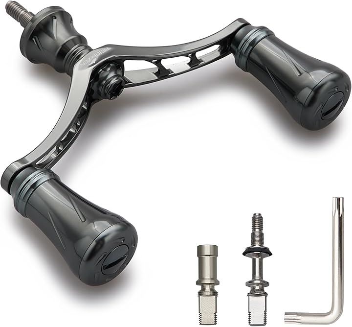 リール ハンドル 20mm/19mm ノブ 搭載 シマノ ダイワ 通用 スピニングリール用 New Pillar Series(80mm - ダークグレー(22STELLA)