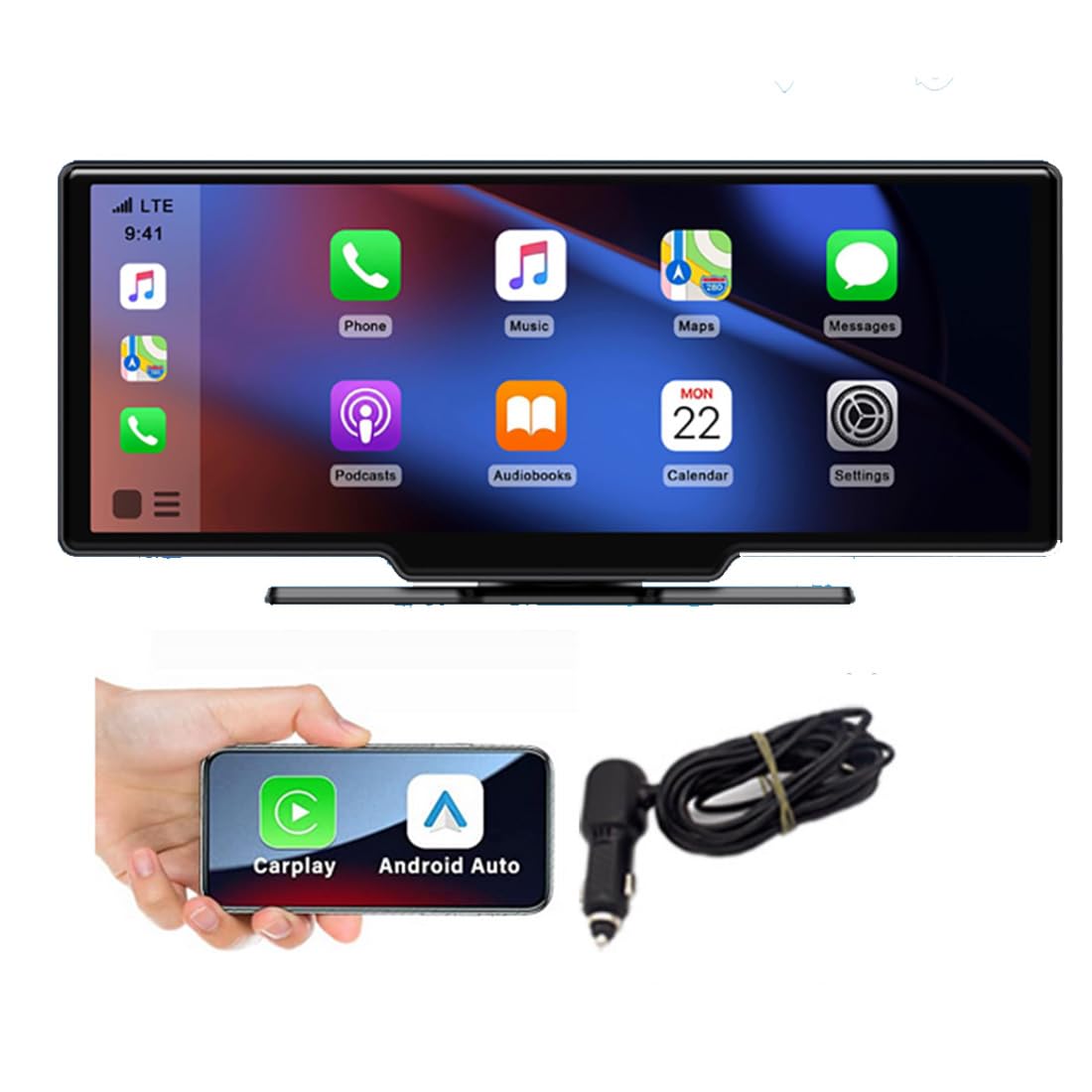 Eaglerich ナビゲーション カーオーディオ無線Carplay & Android Auto 10インチ タッチスクリーン 車載用マルチメディアプレーヤー Bluetooth5.0/Mirror