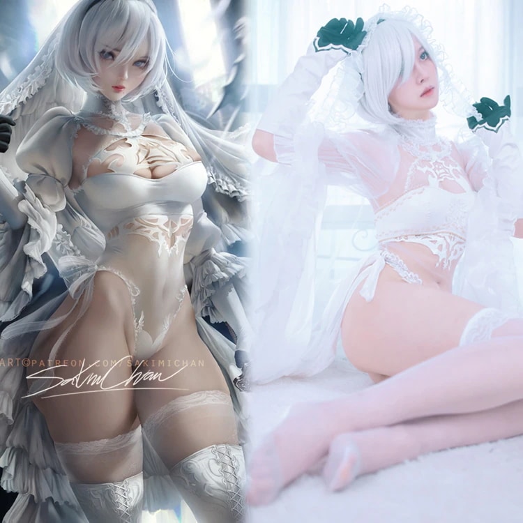 ニーア オートマタ 2B 花嫁 ウェディングドレス コスプレ衣装 コスチューム 仮装 変装