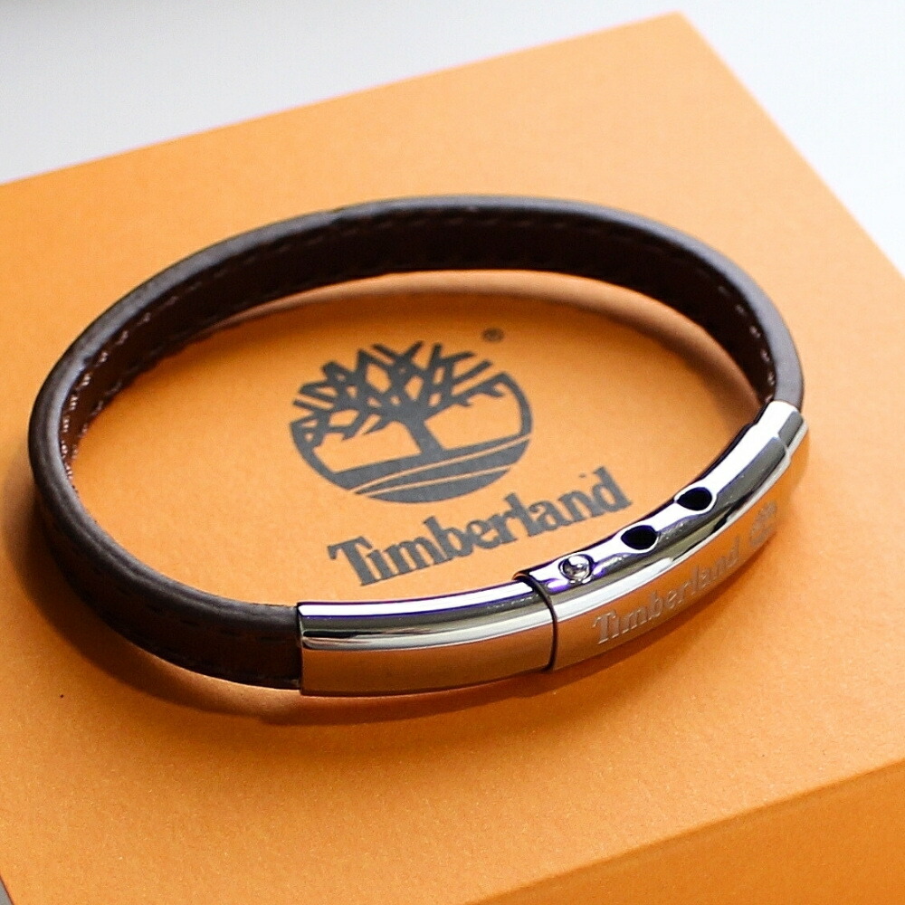 正規品 ティンバーランド ブレスレット シンプル ユニセックス メンズ レディース ダークブラウン シルバー金具 おしゃれ ブランドアクセサリー ペア対応 誕生日 プレゼント ギフト 男性 女性 TD