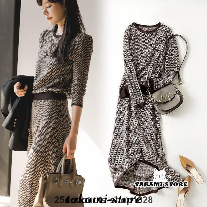 新品 【 迅速な出荷 】ニットセットアップ レディース 秋冬 長袖【girl shop】
