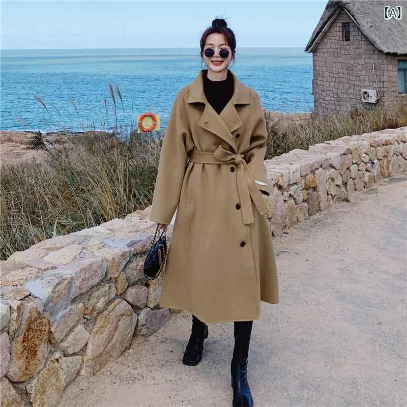 レディース アウター ウールコート カジュアル おしゃれ 防寒 暖かい 冬 ミドル丈 綿 厚手 韓国 小さい 黒