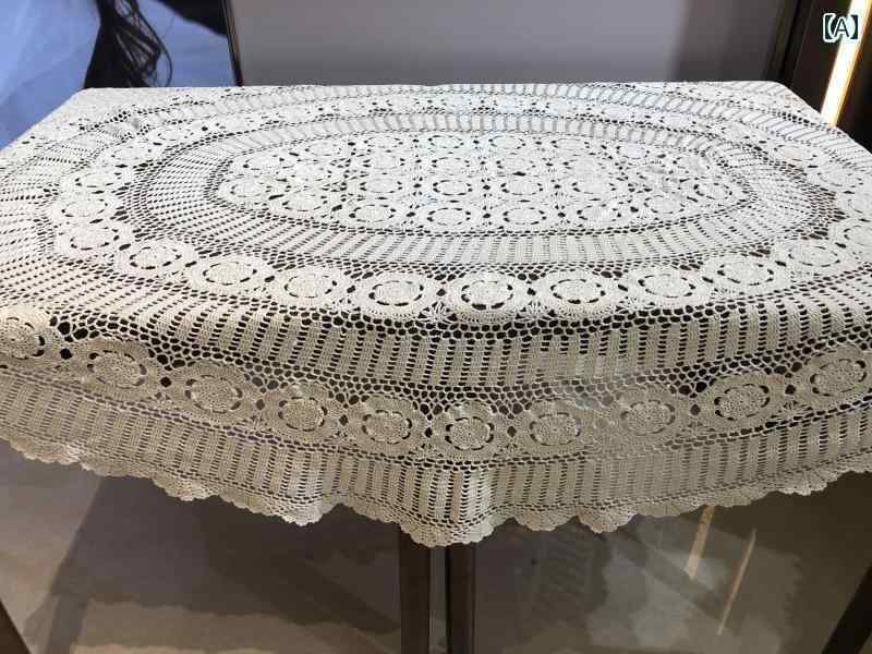 レース編み テーブルクロス クロシェ ヨーロッパ 刺繍 四角 楕円形ダイニング リビング 寝室 食卓 チェスト ソファー カバー 防塵 シンプル おしゃれ 白 チェック