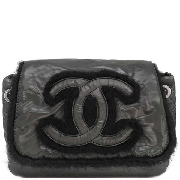 シャネル CHANEL ショルダーバッグ ラグジュアリー チェーンショルダー ナイロン ファブリック ブラック ガンメタル金具 黒 ココマーク 14****** 【保存袋】【中古】