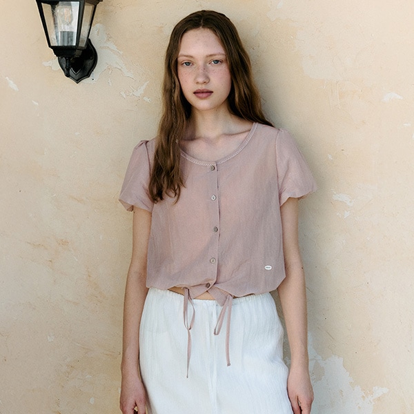 RIBBON STRING BLOUSE PINK