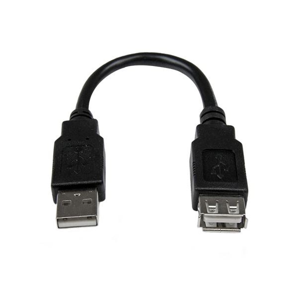 （まとめ）StarTechUSB2.0延長アダプタケーブル 15cm USB A（オス）-USB A（メス） ブラック USBEXTAA6IN 1本10セット